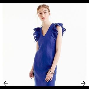 J crew eyelet ruffle sleeve shift dress